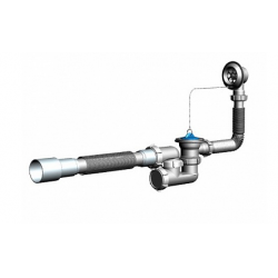 Сифон для ванны 1½"х40 регулируемый с выпуском, переливом и гофротрубой 40х40-50 V255 купить в Твери