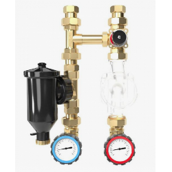 Насосная группа NG-25D (1″, дешламатор Stout, краны с термометрами), Gidruss