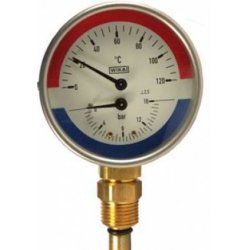 Термоманометр Wika тип WP, 0…6 бар/0…150°С, 80 мм, G1/2B (снизу), кл. 2.5,