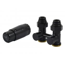 Комплект узла нижнего подключения прямой 3/4" (Ral 9005) с термоголовкой М30х1,5, ниппеля 1/2"Х3/4" SCHLOSSER STANDARD купить в Твери, Конаково, Завидово, Осташков, Ржев, Старица, Торжок, Кимры