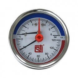 Термоманометр аксиальный D63 120°C 6 bar УП (G1/2) Sti купить в Твери