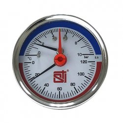 Термоманометр аксиальный D63 120°C 10 bar УП (G1/2) Sti купить в Твери