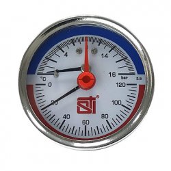 Термоманометр аксиальный D63 120°C 16 bar УП (G1/2) Sti
