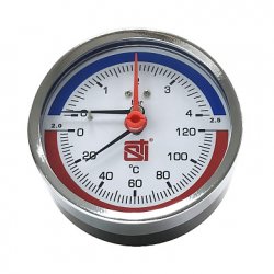 Термоманометр аксиальный D80 120°C 4 bar УП (G1/2) Sti