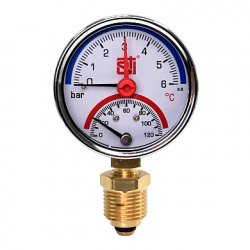 Термоманометр радиальный D63 120°C 6 bar УП (G1/2) Sti купить в Твери