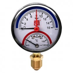 Термоманометр радиальный D80 120°C 16 bar УП (G1/2) Sti купить в Твери