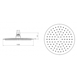 Лейка для душа, верхняя (тропический душ), d200мм, сатин/нерж FASHUN