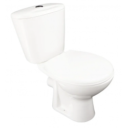 Унитаз-компакт горизонтальный выпуск нижний подвод с арматурой 1/реж слив кнопка с сиденьем полипропилен белый Универсал (М) Лобненский стройфарфор