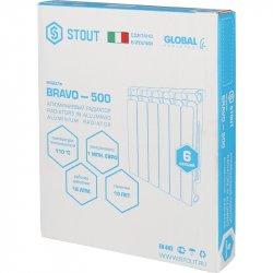 Радиатор алюминиевый секционный STOUT Bravo 500 6 секций
