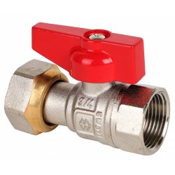 Кран латунный шаровый прямой с накидной гайкой DN20, 3/4" Вн/Вн, PN25, (ручка красная) Mvi BV.730.05 купить в Твери, Конаково, Завидово, Осташков, Ржев, Старица, Торжок, Кимры
