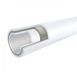 Труба полипропилен Fusitek PN20 FASER SDR 7.4 армированная стекловолокном, S3.2 — 63 х 8,6 (4 м) белая.