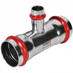 Тройник из нержавеющей стали переходной прессовой 35х15х35 Rommer RSS-0014-351535