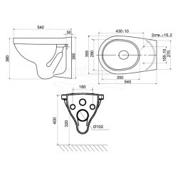 Инсталляция с подвесным унитазом (комплект: инсталляция, унитаз, сиденье SoftClose, кнопка белая) Альфа комфорт ПЭК Santeri
