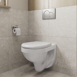 Инсталляция с подвесным унитазом (комплект: инсталляция, унитаз, сиденье SoftClose, кнопка белая) Альфа комфорт ПЭК Santeri