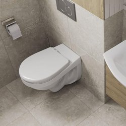 Инсталляция с подвесным унитазом (комплект: инсталляция, унитаз, сиденье SoftClose, кнопка белая) Альфа комфорт ПЭК Santeri