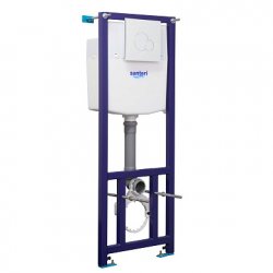 Инсталляция с подвесным унитазом (комплект: инсталляция, унитаз, сиденье SoftClose, кнопка белая) Альфа комфорт ПЭК Santeri