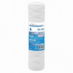 Картридж для фильтра воды, механическая очистка, веревочный  полипропилен,10 мкм. (h - 254 мм ± 1 мм), ВП-10 М, Slim Line Lite 10" Аквабрайт