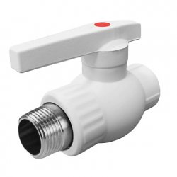 Кран шаровой полипропилен PPRC 20х1/2" нр.р., белый, MeerPlast