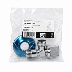 Кран латунный шаровый угловой DN15х15, 1/2х1/2" Нр/Нр, PN10, (с отражателем, ручка-флажок, хром) Sti