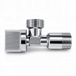 Кран латунный шаровый угловой DN15х15, 1/2х1/2" Нр/Нр, PN10, (с отражателем, ручка-флажок, хром) Sti
