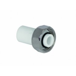 Штуцер евроконус с накидной гайкой 20х3/4 (белый, полипропилен) РТП 28193