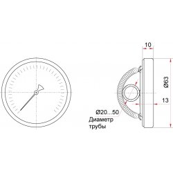 Термометр накладной биметаллический тип БТ-30.010. 0..+120°C, 63 мм, (с пружиной), кл.2,5, Росма