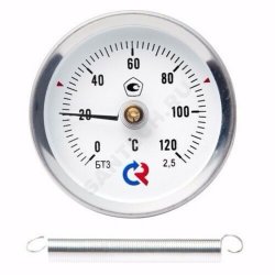 Термометр накладной биметаллический тип БТ-30.010. 0..+120°C, 63 мм, (с пружиной), кл.2,5, Росма 00000002384 купить в Твери