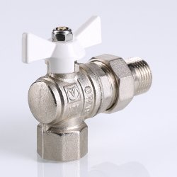 Кран американка шаровый с полусгоном 1/2" вн.-нар. угловой (бабочка белая) Base Valtec VT.228.NW.04