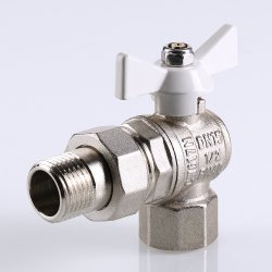 Кран американка шаровый с полусгоном 1/2" вн.-нар. угловой (бабочка белая) Base Valtec VT.228.NW.04