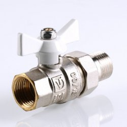 Кран американка шаровый с полусгоном 1/2" вн.-нар. (бабочка белая) Base Valtec VT.227.NW.05