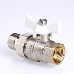 Кран американка шаровый с полусгоном 1/2" вн.-нар. (бабочка белая) Base Valtec VT.227.NW.05