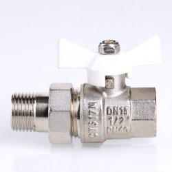 Кран американка шаровый с полусгоном 1/2" вн.-нар. (бабочка белая) Base Valtec VT.227.NW.05