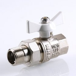 Кран американка шаровый с полусгоном 1/2" вн.-нар. (бабочка белая) Base Valtec VT.227.NW.05