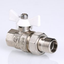 Кран американка шаровый с полусгоном 1/2" вн.-нар. (бабочка белая) Base Valtec VT.227.NW.05