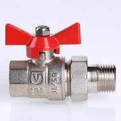 Кран американка шаровый с полусгоном 1/2" вн.-нар. (бабочка красная) Base Valtec VT.227.N.04