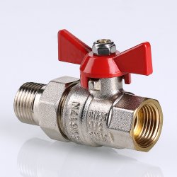 Кран американка шаровый с полусгоном 1/2" вн.-нар. (бабочка красная) Base Valtec VT.227.N.04