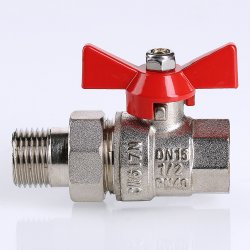 Кран американка шаровый с полусгоном 1/2" вн.-нар. (бабочка красная) Base Valtec VT.227.N.04