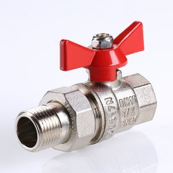 Кран американка шаровый с полусгоном 1/2" вн.-нар. (бабочка красная) Base Valtec VT.227.N.04