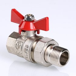 Кран американка шаровый с полусгоном 1/2" вн.-нар. (бабочка красная) Base Valtec VT.227.N.04