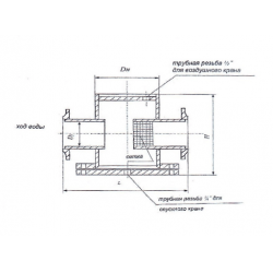 Фильтр грязевик теплоузла абонентский вертикальный, стальной, фланцевый, DN80, PN10/Ру10, L-420 мм. Проминдустрия/Арзамас