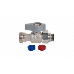 Кран шаровой латунный коллекторный 3/4" ЕК(ВР) х 3/4" ЕК(НР) с накидной гайкой из нержавеющей стали, МИВС WS034346