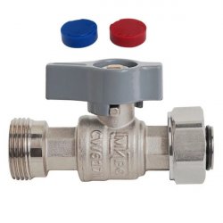 Кран шаровой латунный коллекторный 3/4" ЕК(ВР) х 3/4" ЕК(НР) с накидной гайкой из нержавеющей стали, МИВС WS034346