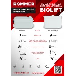 Канализационная насосная установка BIOLIFT S-3 Rommer RPD-0010-100250