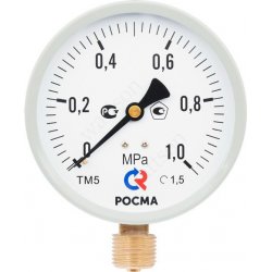 Манометр с поверкой тип ТМ-510Р.00, 0-10кгс/см2 100мм, G1/2"(снизу), кл.1,5, корпус-сталь,черн, Росма купить в Твери и Москве.
