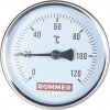 Термометр биметаллический накладной 80 мм 120 градусов с погружной гильзой 50 мм 1/2 Rommer