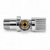 Кран латунный шаровый угловой DN15х15, 1/2х1/2" Нр/Нр, PN10, (с отражателем, ручка-флажок, хром) Sti