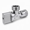 Кран латунный шаровый угловой DN15х15, 1/2х1/2" Нр/Нр, PN10, (с отражателем, ручка-флажок, хром) Sti