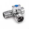 Кран шаровой трехходовой 1/2'НРх3/4'НРх1/2'ВР (хром) Sti