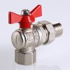 Кран американка шаровый с полусгоном 1/2" вн.-нар. угловой (бабочка красная) Base Valtec VT.228.N.04