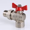 Кран американка шаровый с полусгоном 1/2" вн.-нар. угловой (бабочка красная) Base Valtec VT.228.N.04